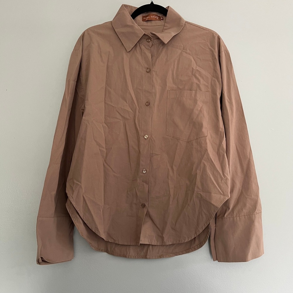 Beige Botany Oversized Cotton Shirt‎ Tan Mauve M/L Minimalist earthy scandi